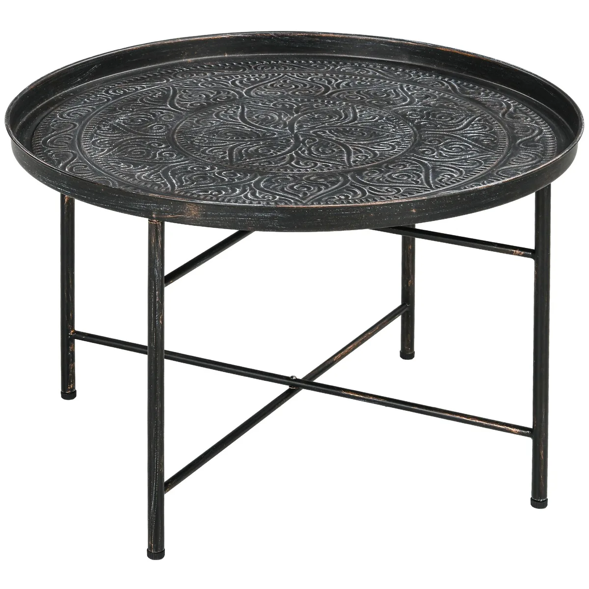 tuphen tuphen 24" Round Occasional Table Hammered Tray Pewter — product photo