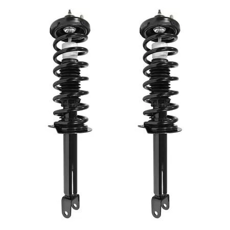 Unity rear strut assembly kit, two silver metal units with black springs and top mounts
