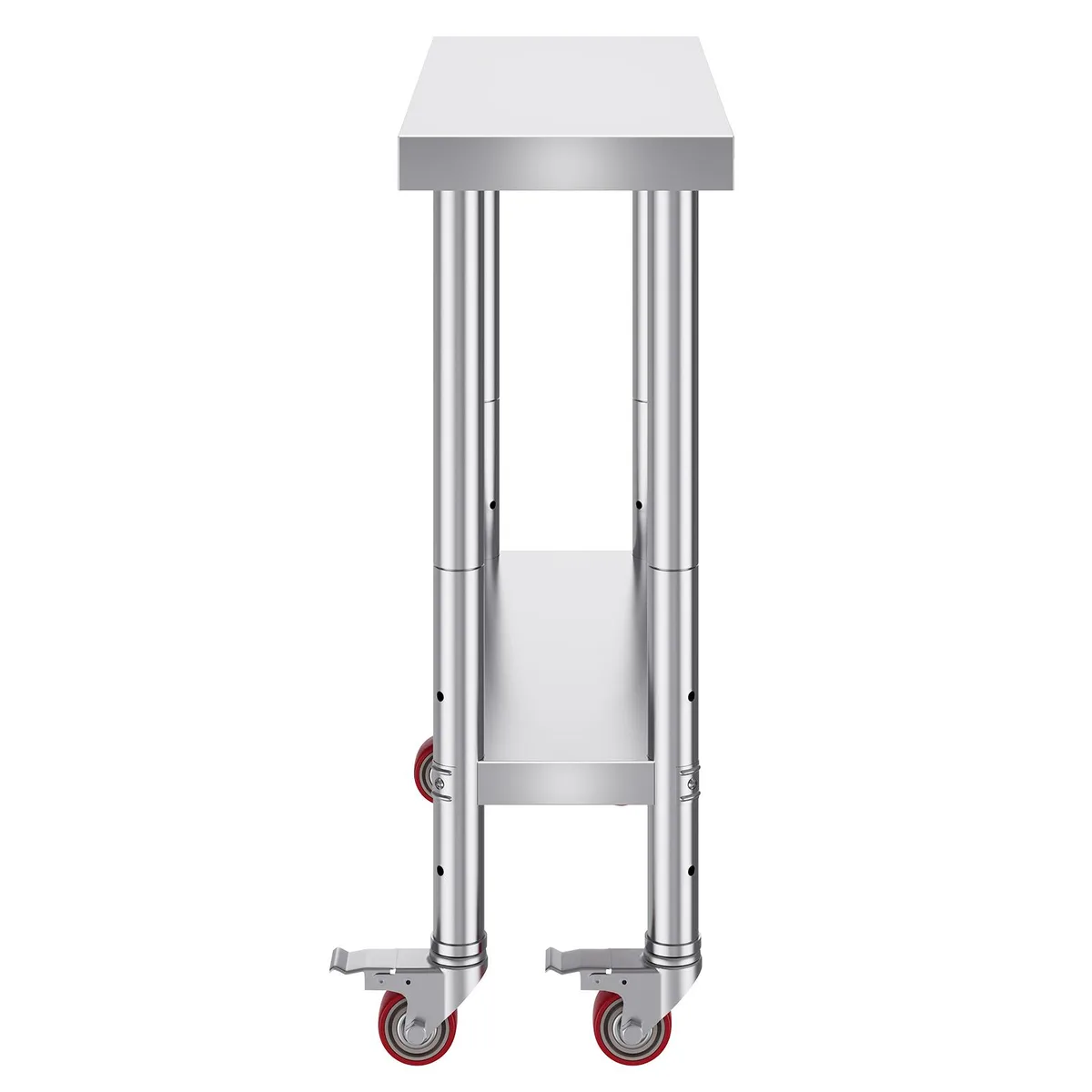 VEVOR VEVOR Stainless Steel Work Table 30 x 18 x 34 Inch 700 lbs 4 Wheels 3 Height Levels Silver — product photo