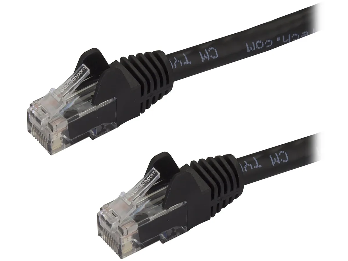 Black Cat6 patch cable, 10 ft, snagless RJ45 connectors