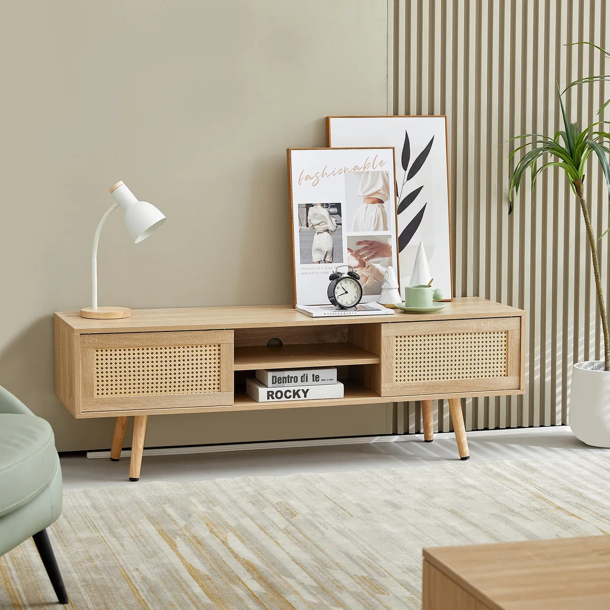 tuphen tuphen 55.12" Rattan TV Cabinet Natural Home Entertainment — product photo
