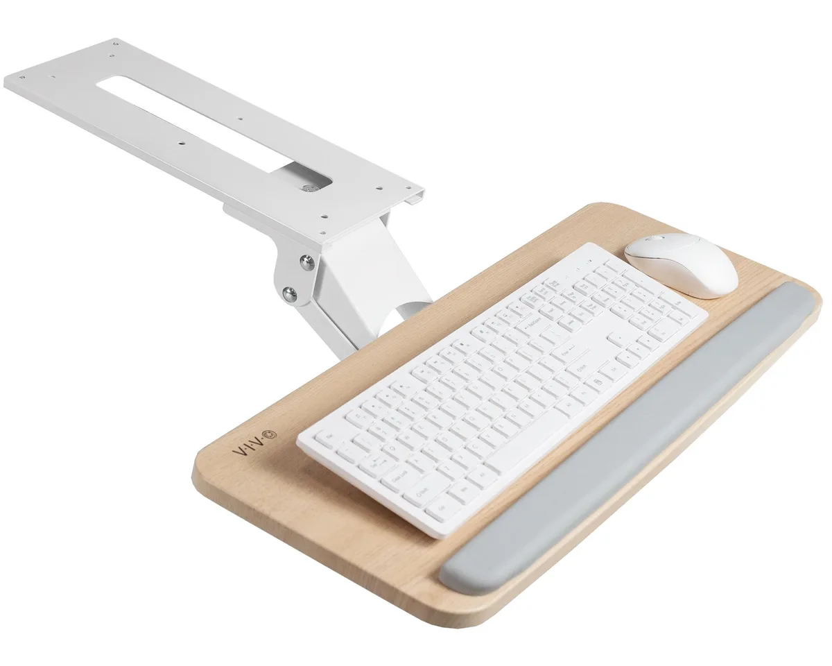 VIVO VIVO Light Wood Adjustable Keyboard Mouse Tray Under Desk Mount — product photo