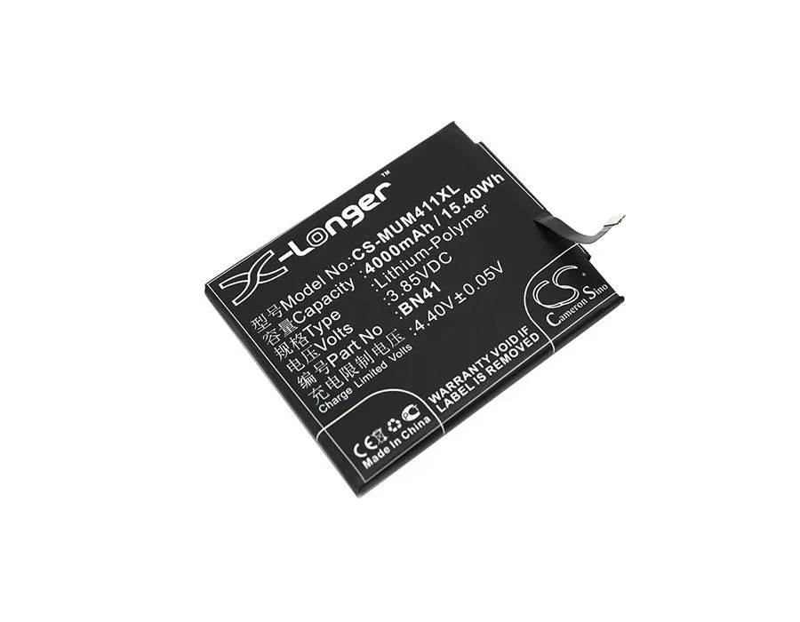 Rectangular smartphone replacement battery with silver label and gold contacts