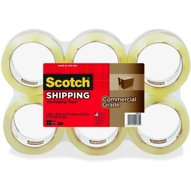 3M 3M Scotch 3750 Packaging Tape 1.88" 54.6yd Clear 6 Rolls 37506 — product photo