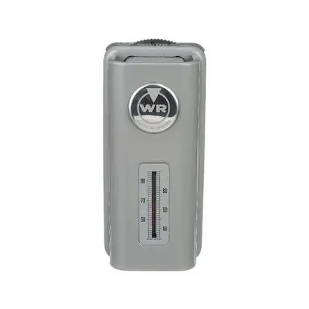 Gray Emerson 152-9 mechanical line-voltage thermostat, square wall-mount housing