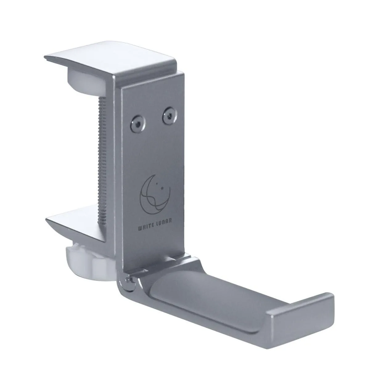 Foldable aluminum headphone hook clamped under desk