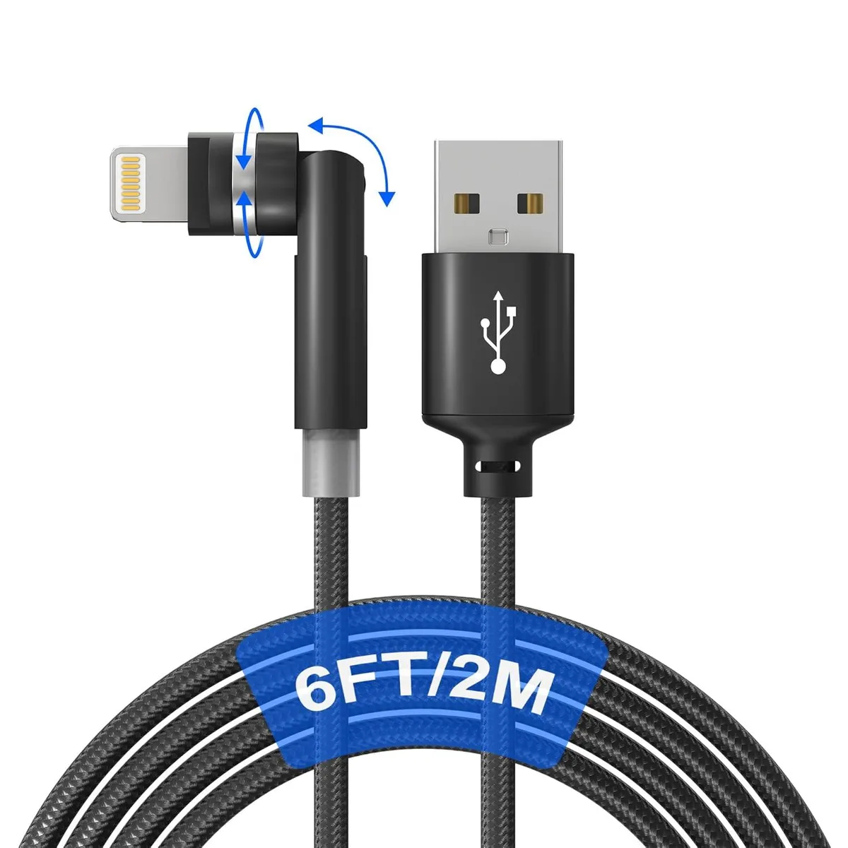 Chopmate Chopmate 90-Degree Lightning Cable 360° Rotating Head MFi 2.4A 6FT — product photo