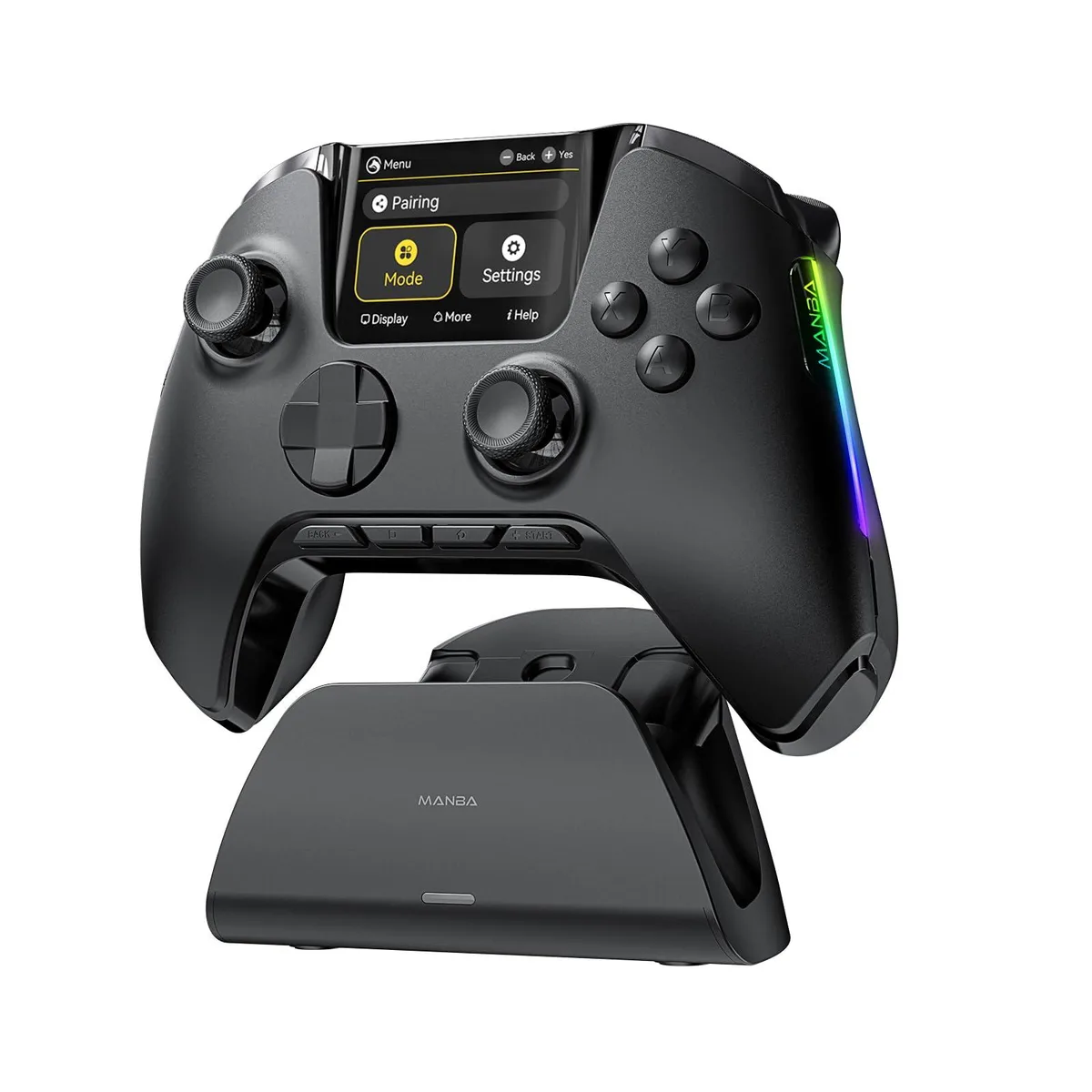  Manba One V2 Wireless Game Controller with 2-inch Screen, Hall Effect, Charging Dock (Black) — product photo