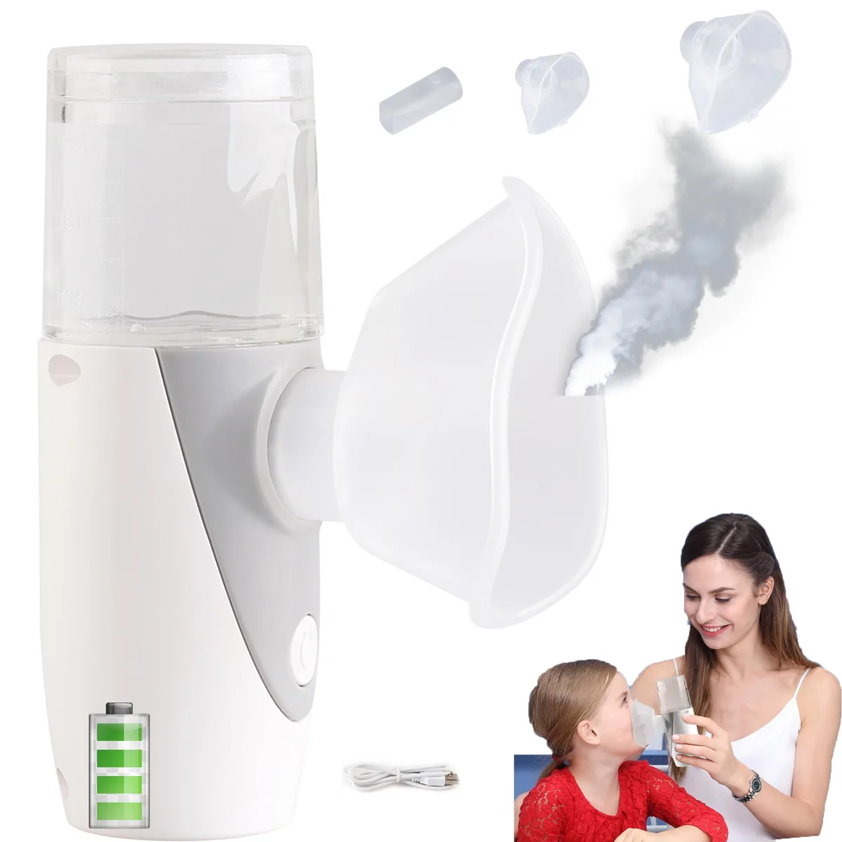 Mericonn Mericonn Rechargeable Mesh Nebulizer Gray 10ml USB Home Health Care — product photo