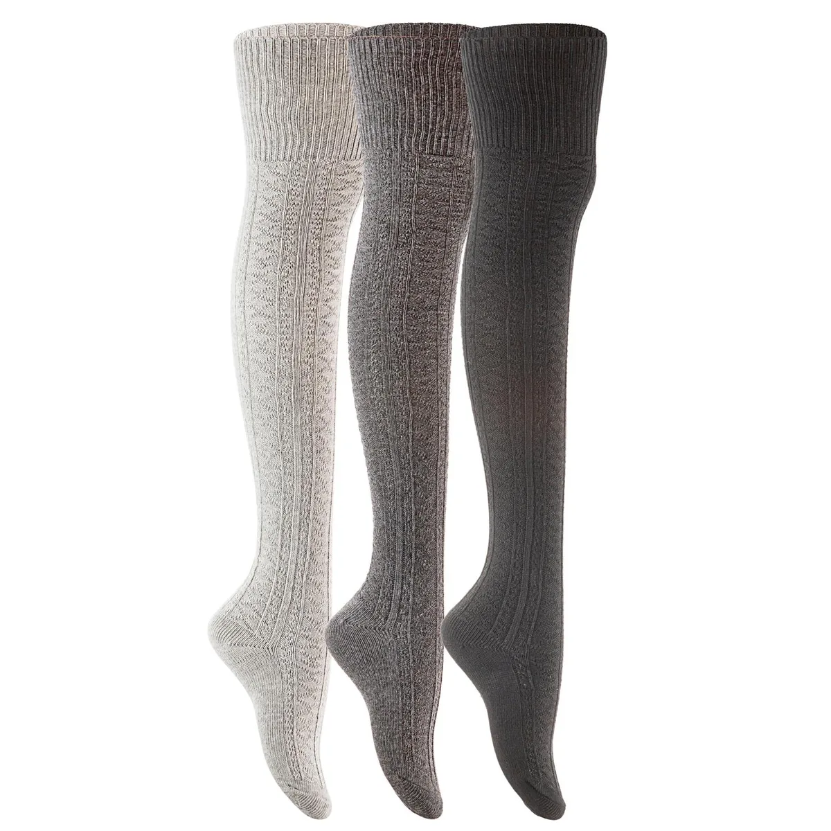 Lian LifeStyle Lian LifeStyle L1025-06 thigh-high socks 3-pair multicolor — product photo
