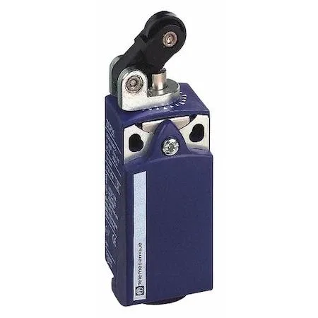 Compact limit switch with roller lever plunger, grey industrial housing