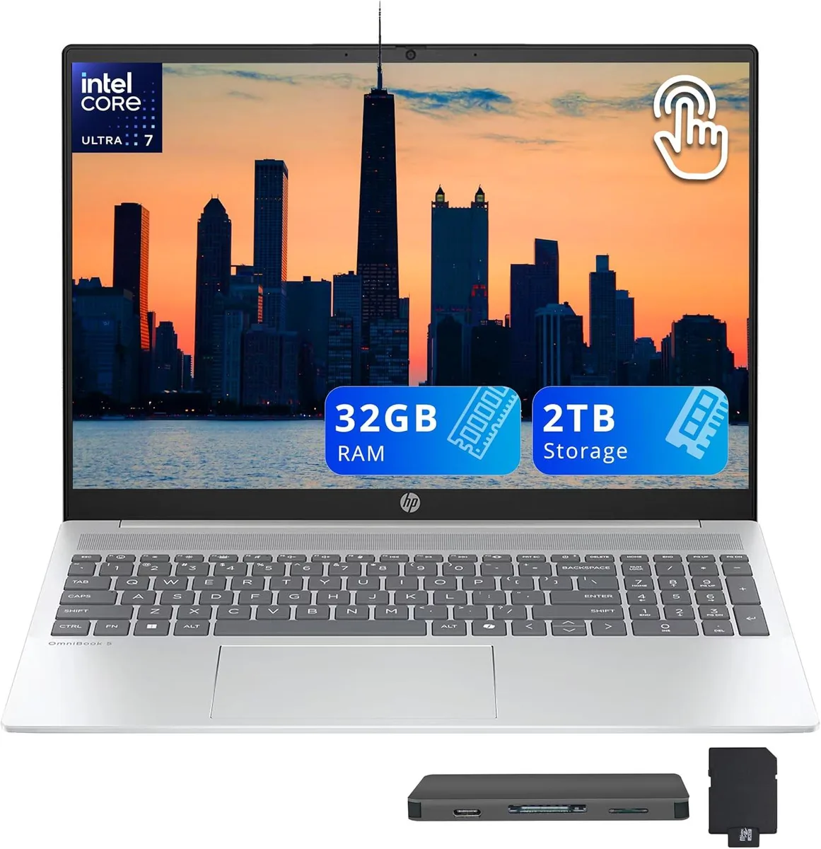 HP HP OmniBook 5 16" WUXGA Touch Business Laptop Ultra 7 255U 32GB DDR5 1TB SSD Silver — product photo