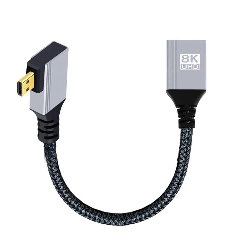 Fervit Fervit 8K Micro HDMI 2.1 Male 90° Left Angled to HDMI Female Extension Cable — product photo