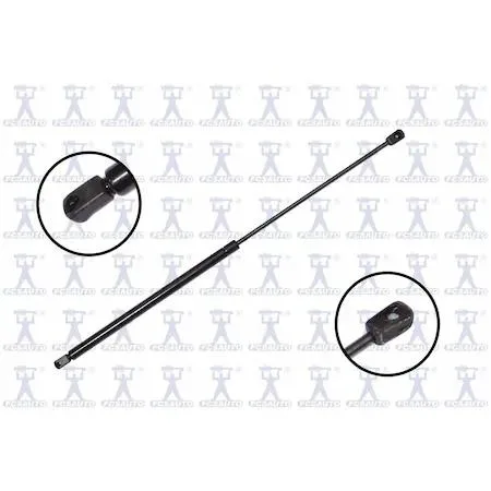 Transparent hood lift support with gas spring cylinder and end fittings
