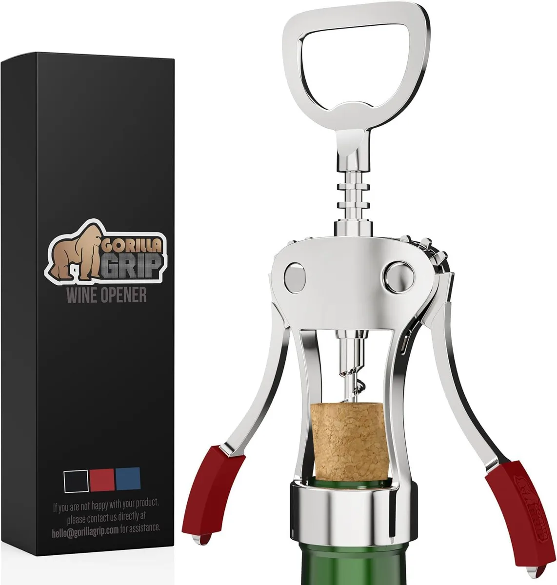 Red wing corkscrew with curved handles and spiral worm
