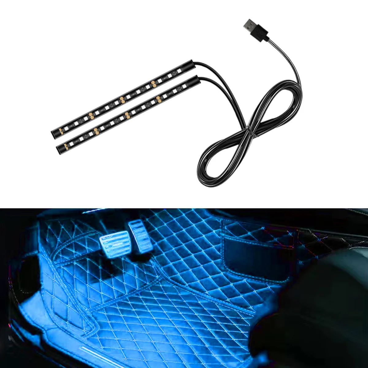  Car LED Strip Light 24 LED Ice Blue USB Automotive Specialty Lighting — product photo