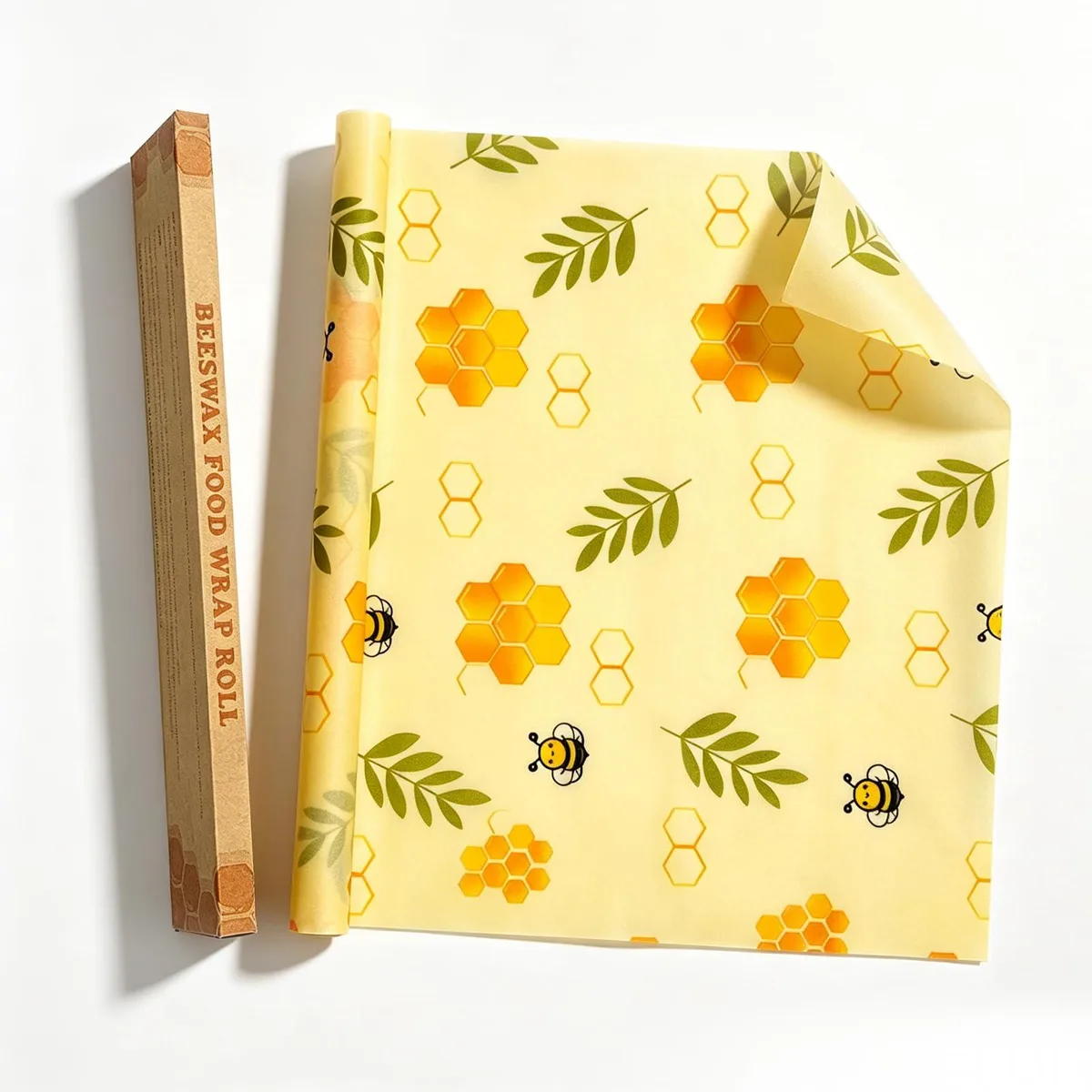 Yellow beeswax wrap roll 13x39 inches cotton fabric