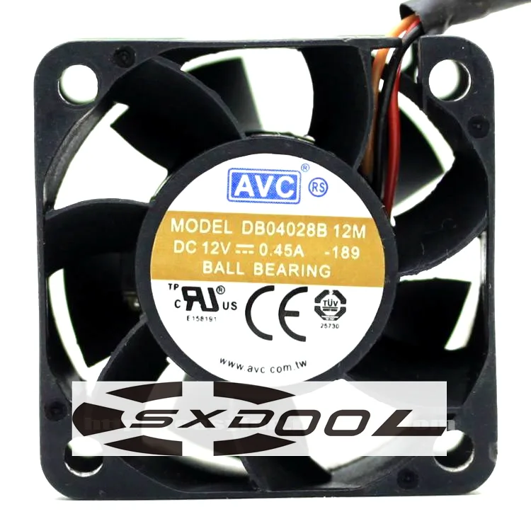 SXDOOL SXDOOL DB04028B12M-189 40mm 12V 0.45A 3-pin case fan — product photo
