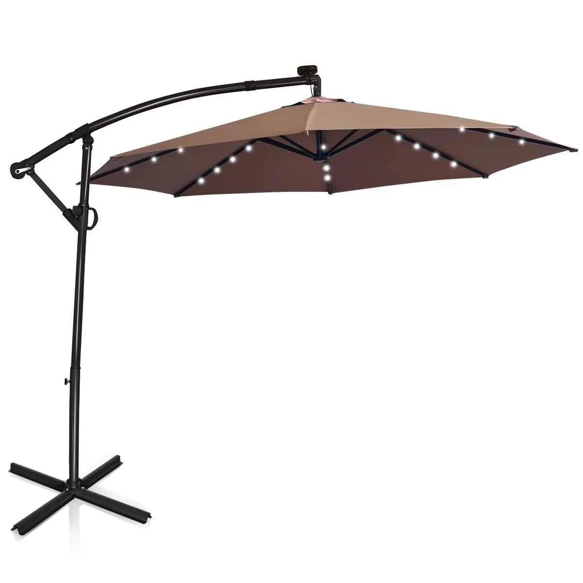 SlickBlue SlickBlue 10 ft 360° Rotation Solar LED Patio Offset Umbrella Tan — product photo