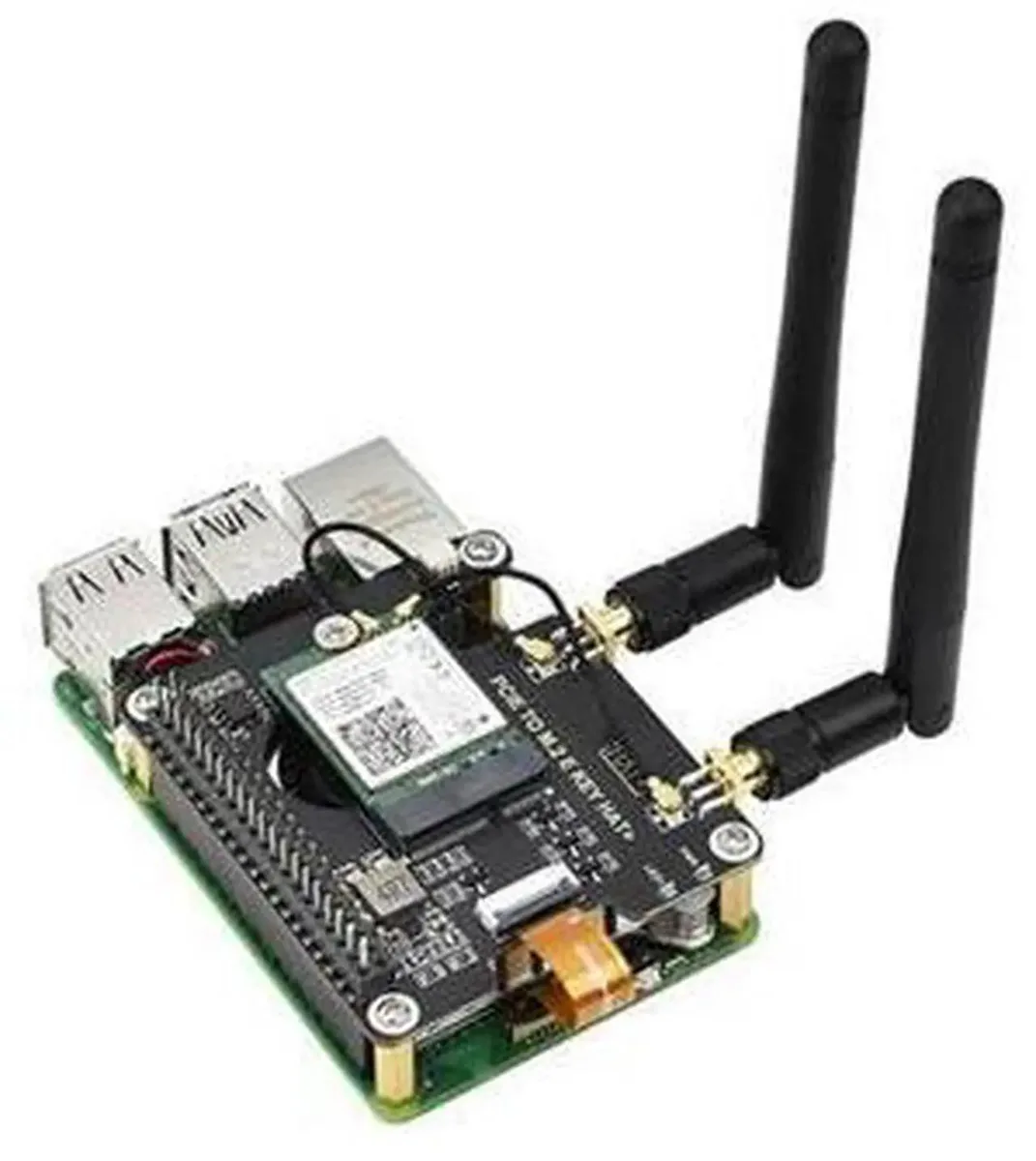 SMUGDESK SMUGDESK PCIe to M.2 E-Key Adapter with 16Pin Cable &amp; SMA Antenna for Raspberry Pi 5 — product photo