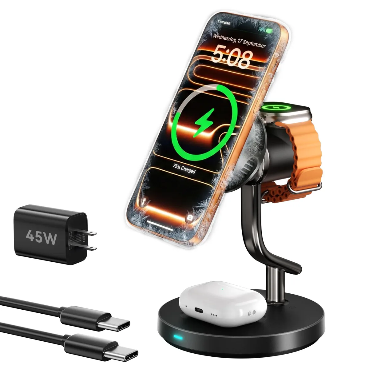 Qi2.2 25W 4-in-1 Wireless Charging Station with TEC Cooling and Night Light — product photo