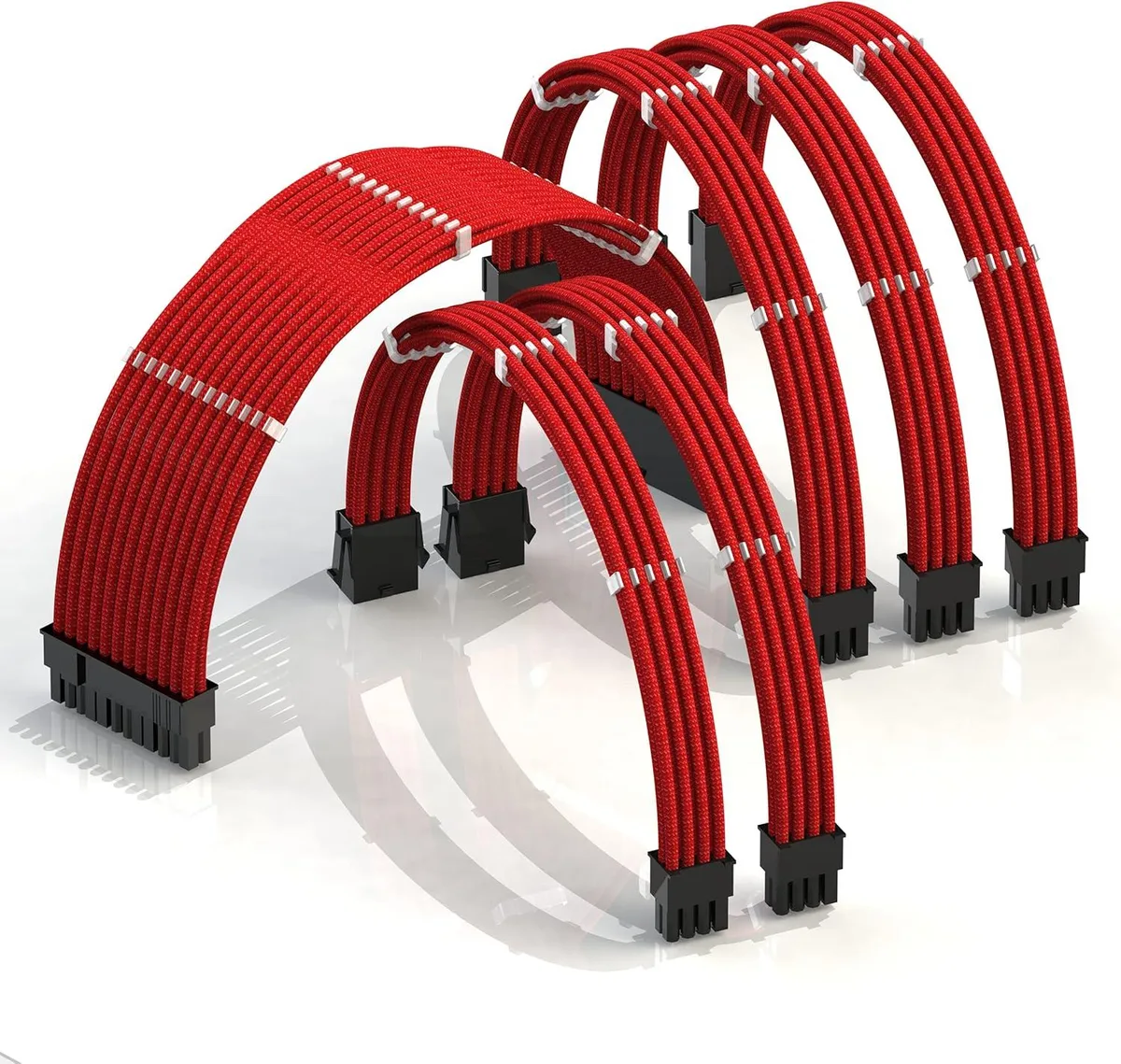 myVolts myVolts 30cm PSU Cable Extension Kit 24-Pin 2x CPU 3x GPU Red — product photo