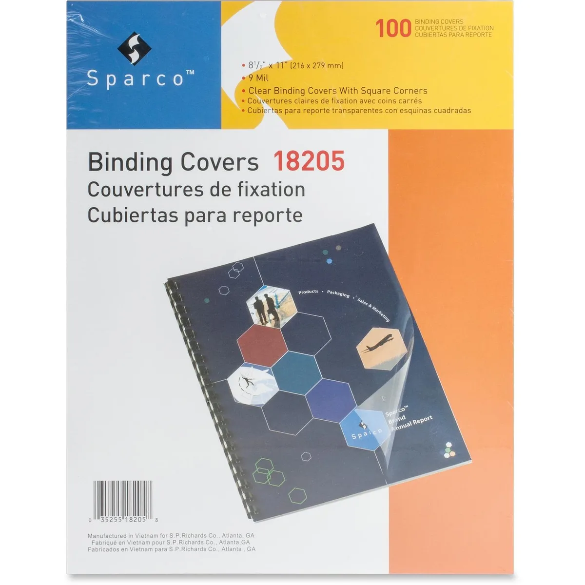 Sparco Products Sparco Products 18205 Binding Covers 11" x 8-1/2" 100/Box Clear — product photo