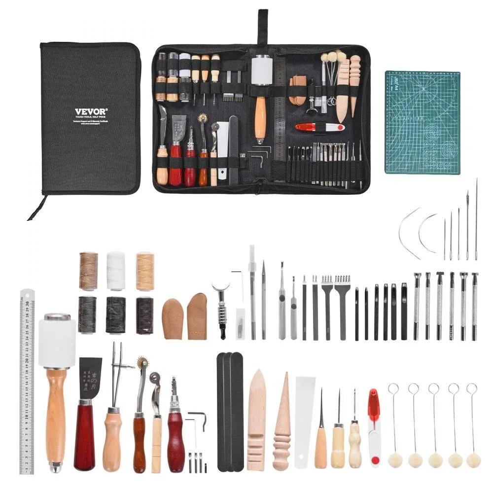 VEVOR VEVOR Leather Working Tools Kit 59 PCS with Canvas Storage Bag — product photo