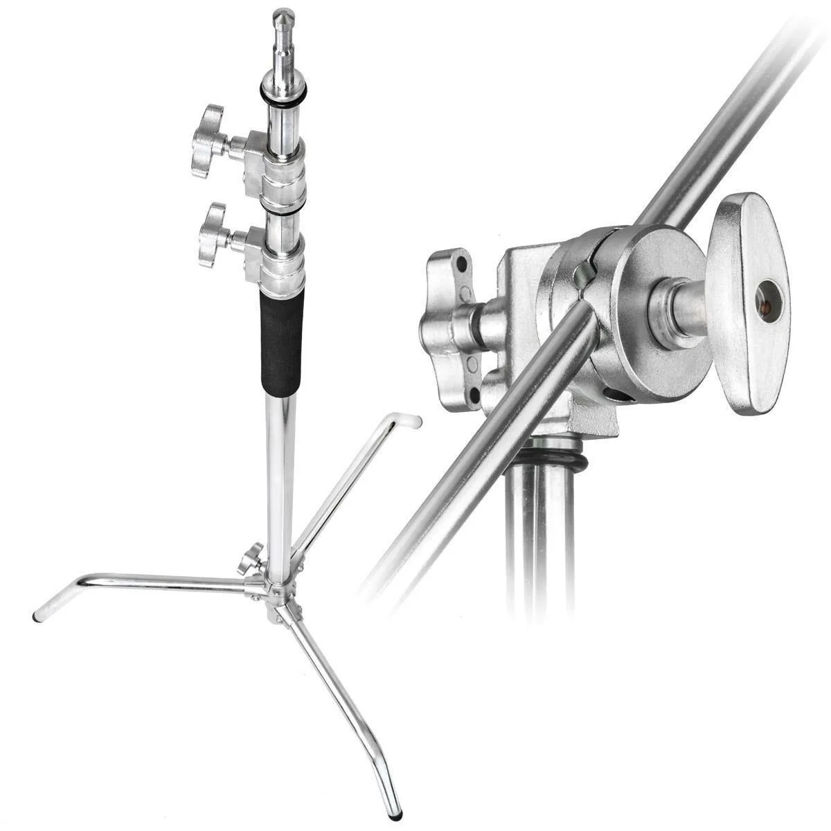 Flashpoint Brand Flashpoint 10' Century C-Stand Kit with Turtle Base, 40" Grip Arm &amp; 2 Gobo Heads - Chrome (Kit of 3) — product photo