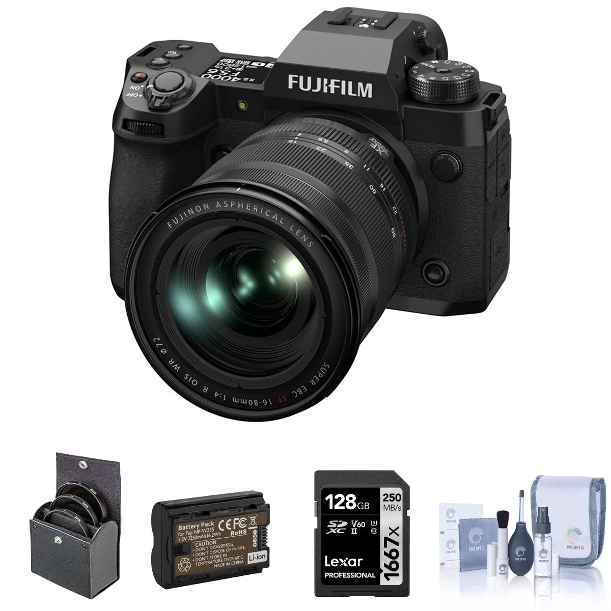FUJIFILM FUJIFILM X-H2 40.2MP compact mirrorless camera with XF 16-80mm f/4.0 lens bundle — product photo