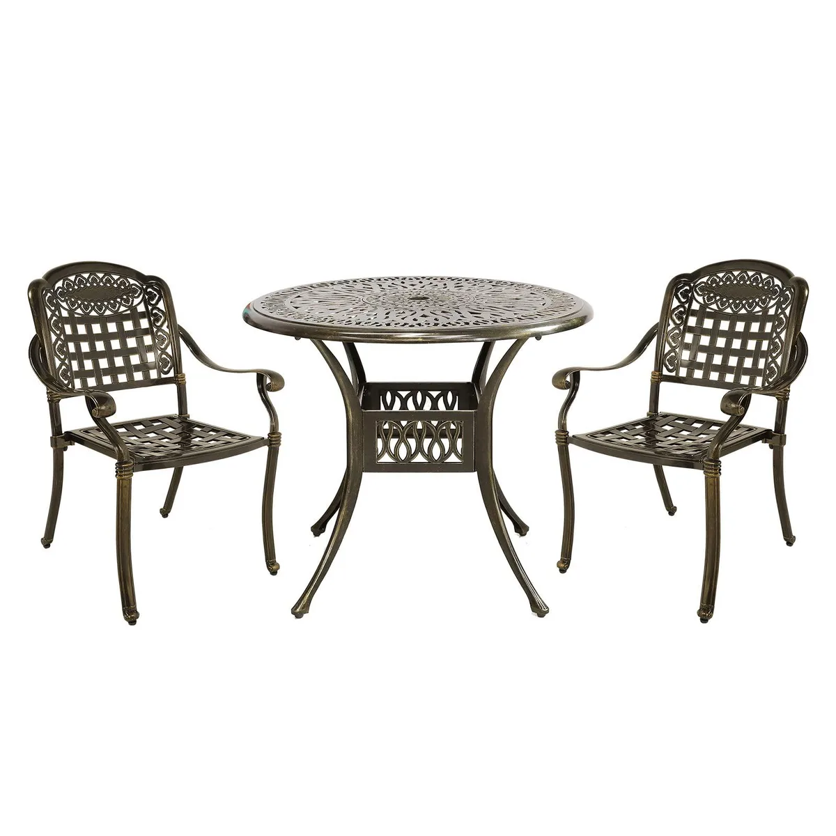 MEETWARM MEETWARM 3-Piece Patio Bistro Set 35.4" Round Table 2 Chairs — product photo