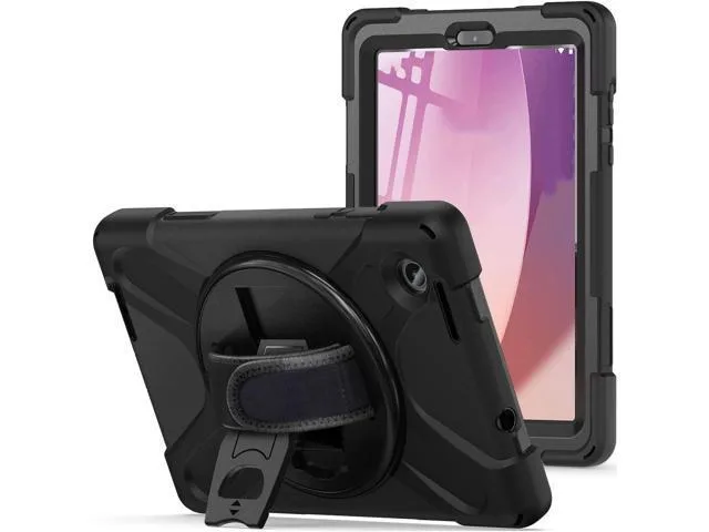 ORVIX ORVIX Rugged Case for Lenovo Tab M8 4th Gen TB-300FU 2023 with Stand Hand Strap Shoulder Belt Black — product photo