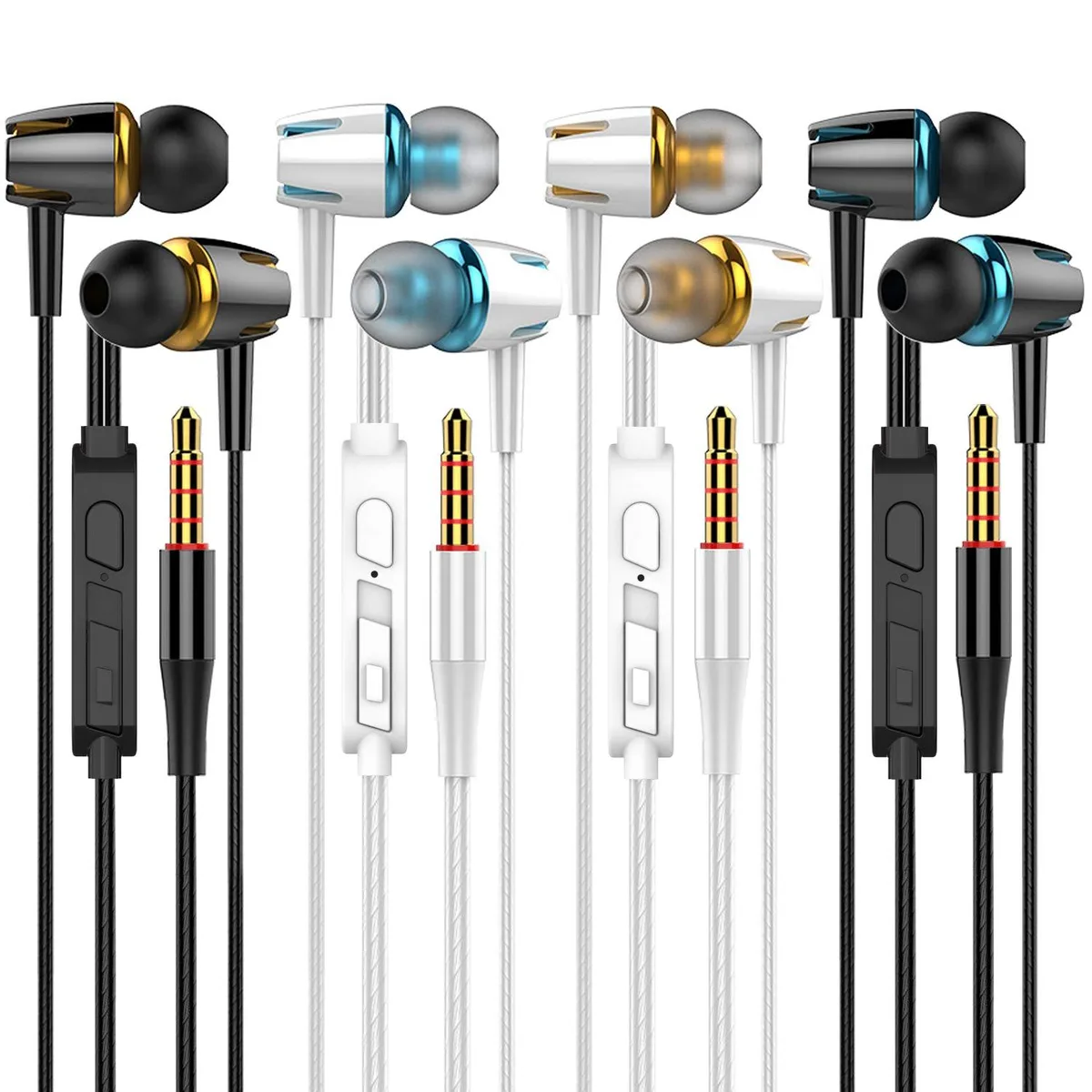 YNR A9 Wired In-Ear Earbuds 4 Pack Mixed Colors 3.5mm — product photo
