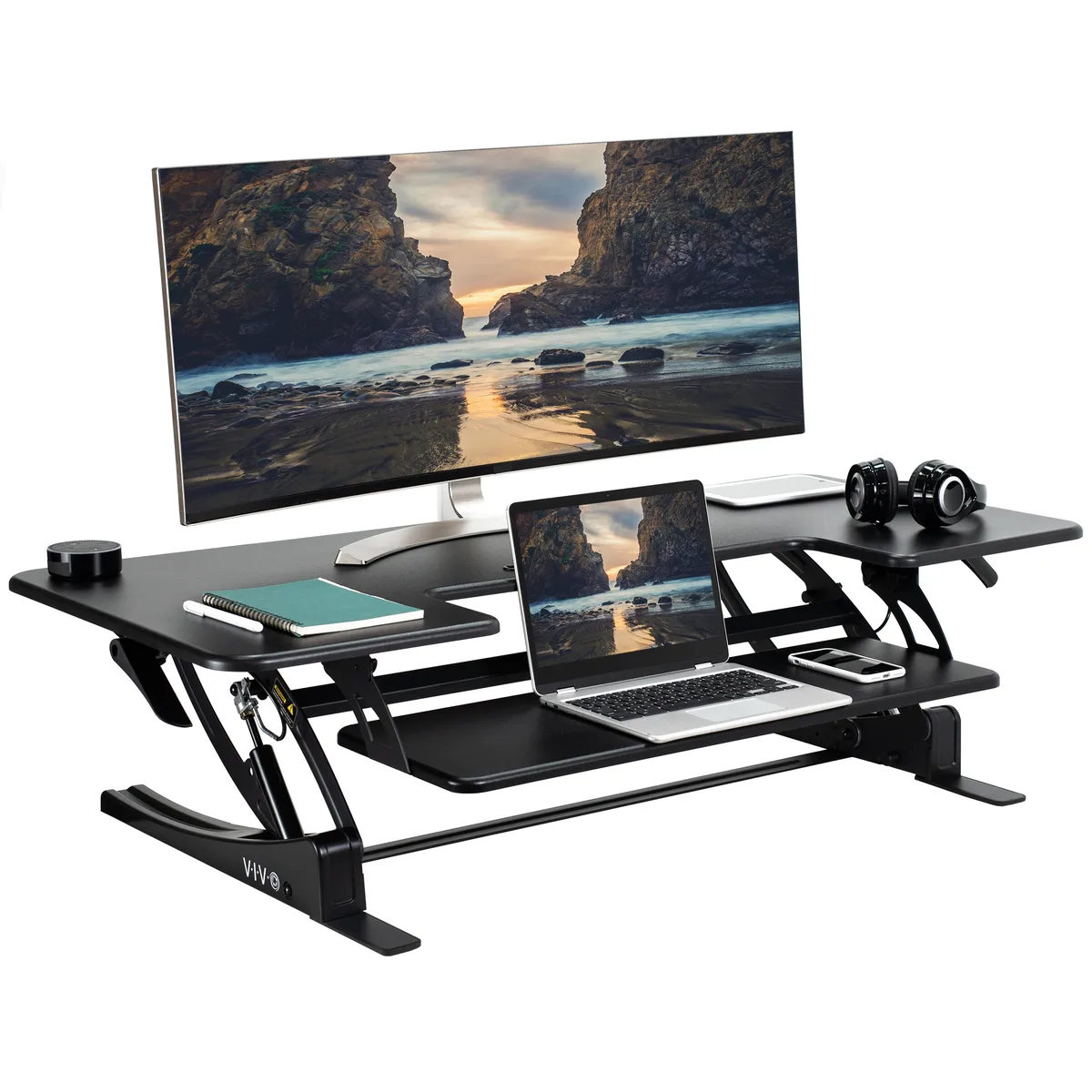 VIVO VIVO DESK-V048V Black 48" Height Adjustable Standing Desk Monitor Riser — product photo