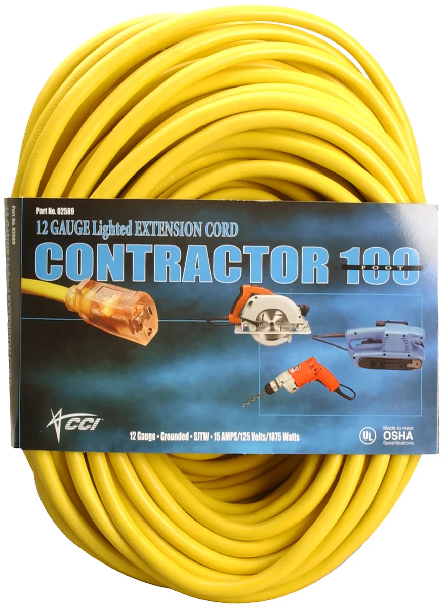 Coleman Cable, Inc. Coleman Cable, Inc. 02589 100 ft 12/3 extension cord — product photo