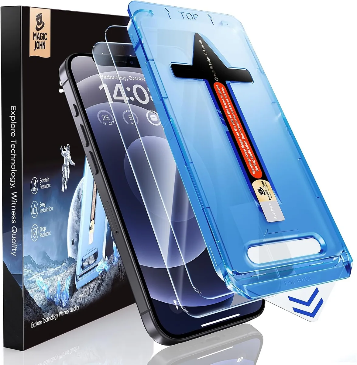 Two clear tempered glass screen protectors for iPhone 12 and 12 Pro 6.1 inch