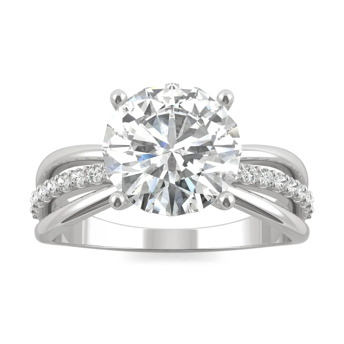 Charles &amp; Colvard Charles &amp; Colvard 9mm Round Moissanite Engagement Ring 14K White Gold Size 7 2.90cttw DEW — product photo