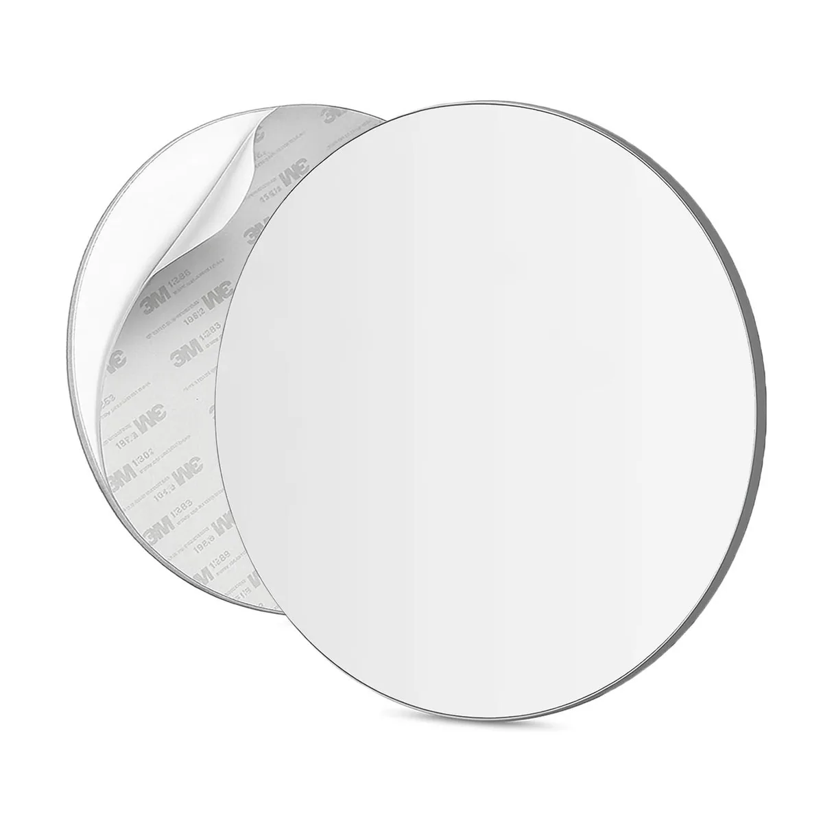 Clear acrylic round shower mirror, 7-inch frameless disc with 3M adhesive backing