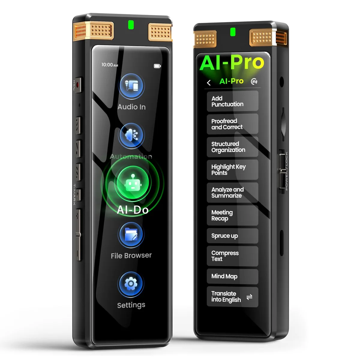  TIMMKOO SR1 136GB AI Voice Recorder Gold — product photo