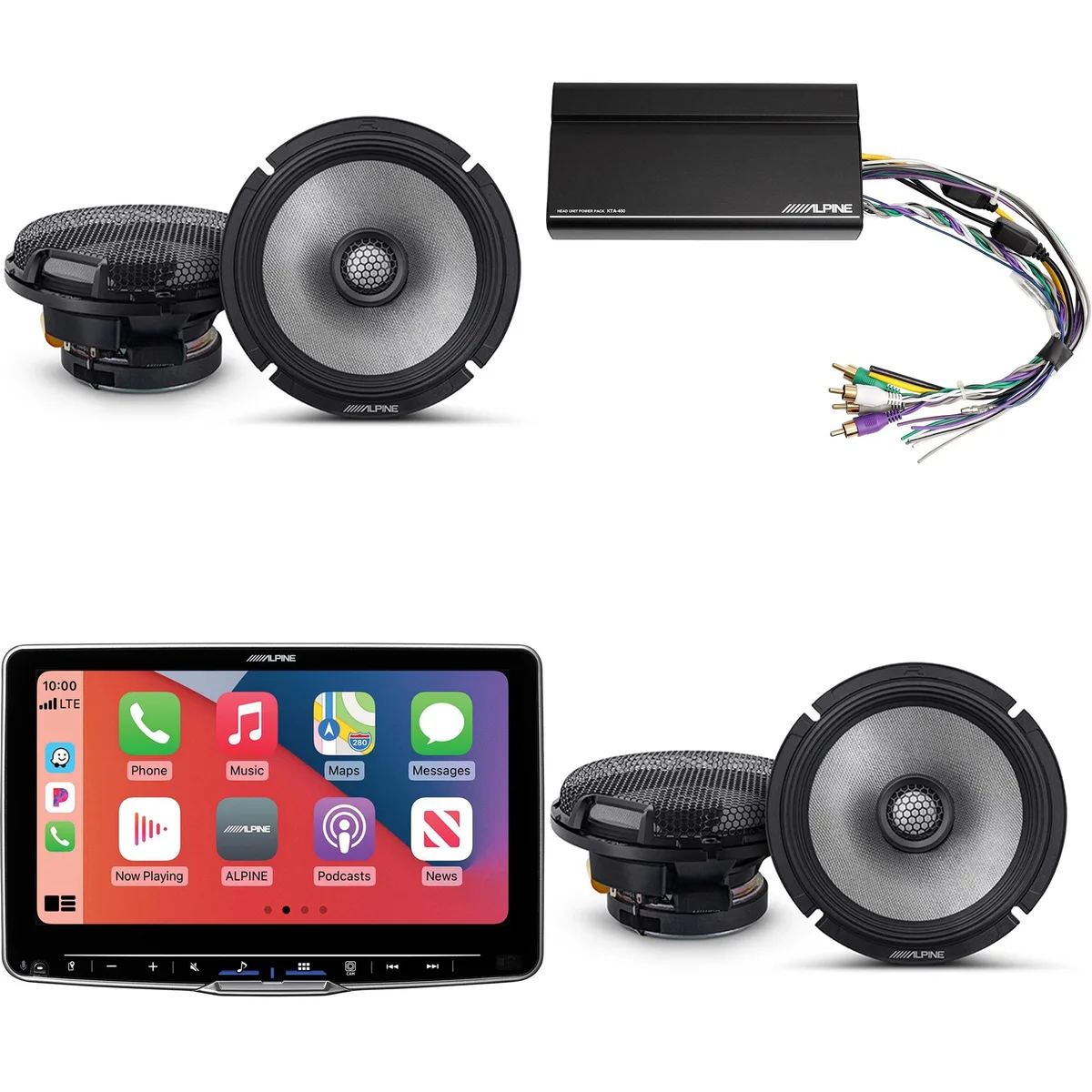 Alpine Alpine iLX-F509 Halo9 9" Receiver Bundle w/ R2-S65 6.5" Speakers &amp; KTA-450 Power Pack — product photo