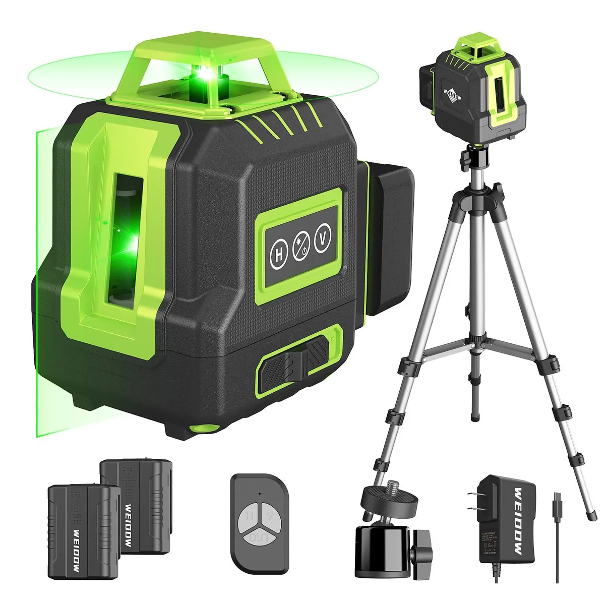 Orange laser level kit with 40in tripod and two batteries