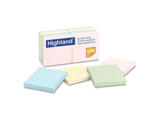 Twelve square pastel sticky-note pads, 100 sheets each
