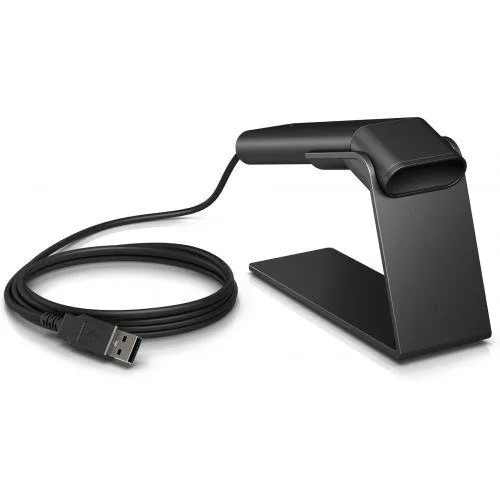 HP HP 1RL97AT Barcode Scanner 2D/1D Handheld USB 6.5 ft Cable Stand — product photo