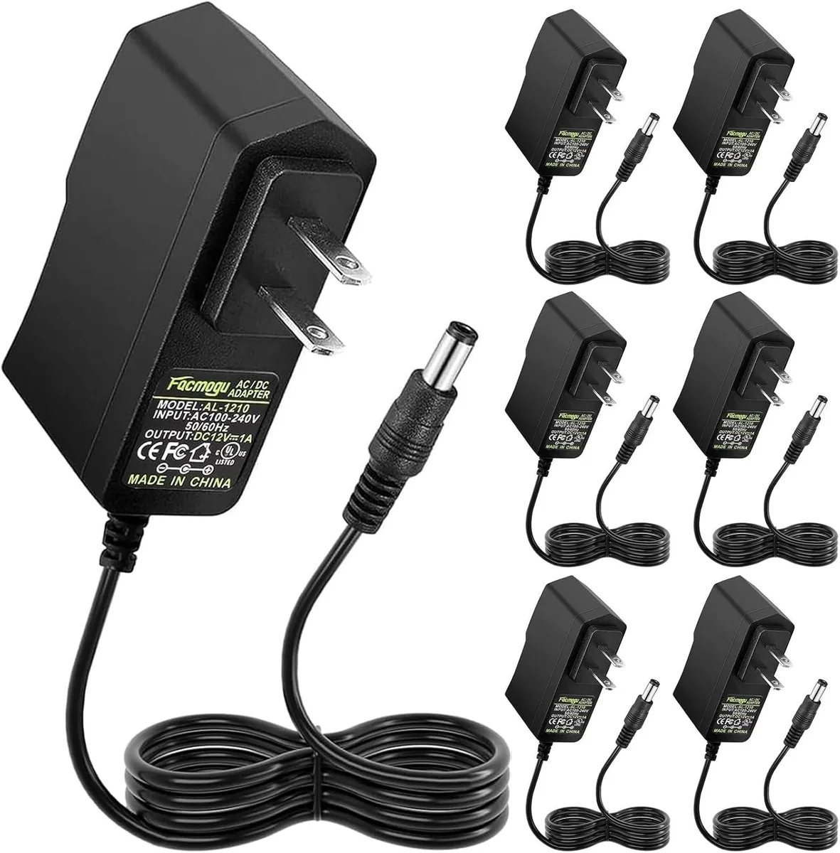 BASEUS BASEUS 12V 1A AC Adapter 6 Pack 5.5×2.5mm 5.5×2.1mm 89cm — product photo