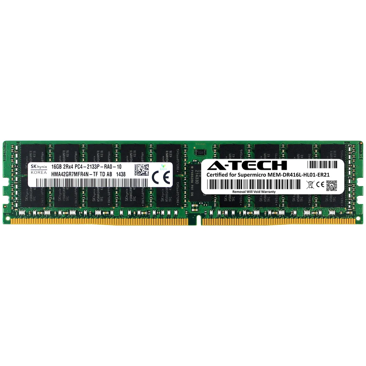 A-Tech A-Tech 16GB DDR4 2133MHz ECC Registered RDIMM 2Rx4 Supermicro Certified — product photo