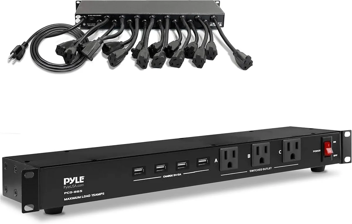WUQ WUQ 19 Outlet 1U Rackmount PDU Surge Protector 15A 4 USB 15ft Cord PCO865 — product photo