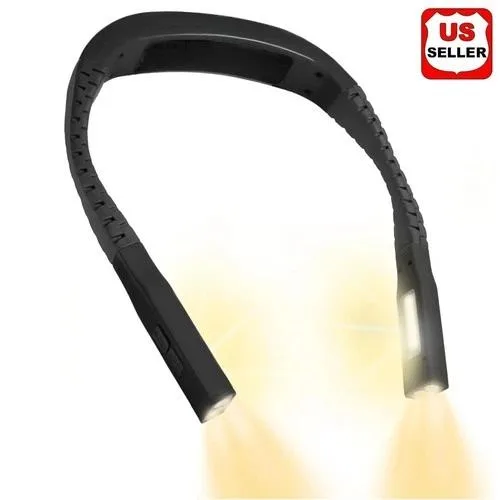 Flexible silicone neck light with dual adjustable LED heads, USB-C charging