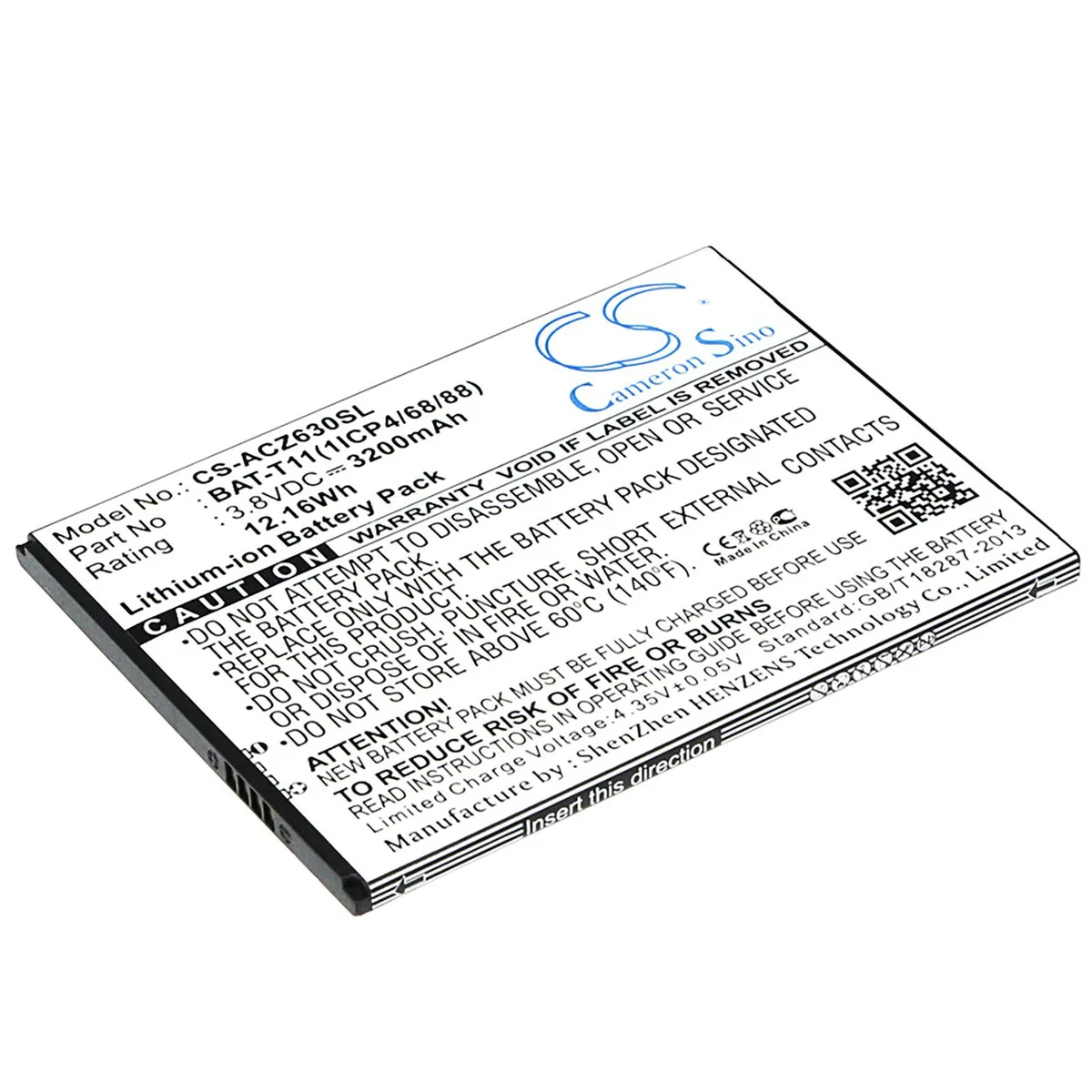 Cameron &amp; Co Cameron &amp; Co DS-CS-ACZ630SL cell phone battery 3.2 Ah 3.8 V 3200 mAh — product photo
