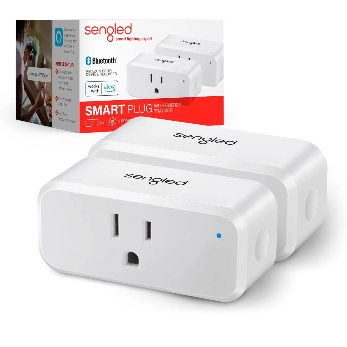  Sengled T1 Smart Plug 2-Pack 15A 1800W Energy Monitoring Bluetooth Mesh — product photo