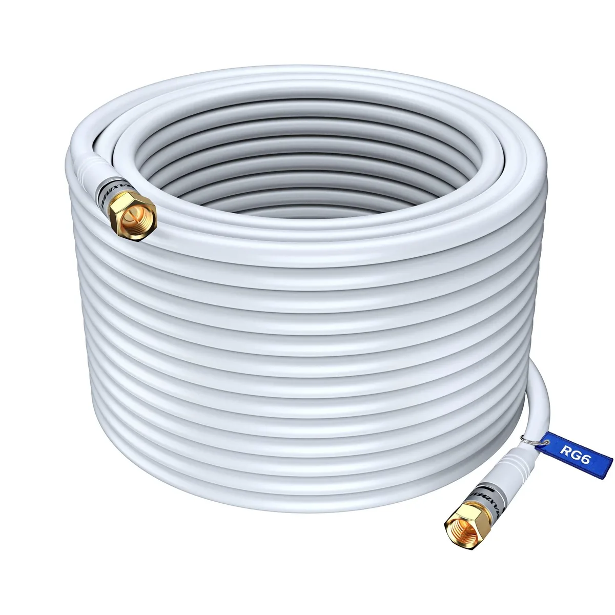 maximm maximm RG6 Coaxial Cable Triple Shielded 200ft White 2 in 1 accessory — product photo